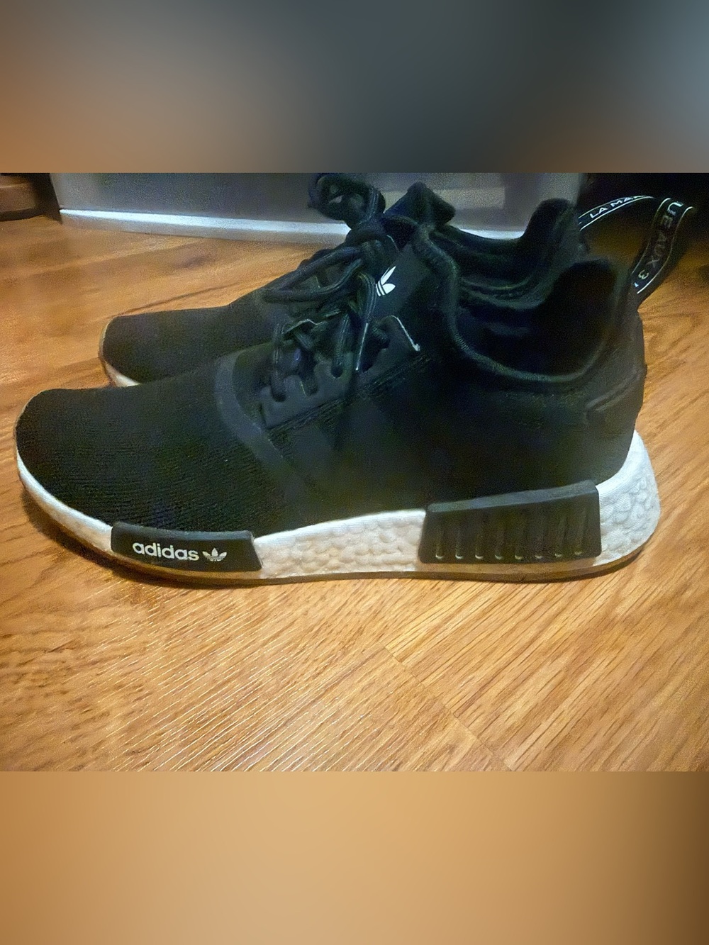 adidas Black Low-Top Knit Sneakers with White Boost Midsole